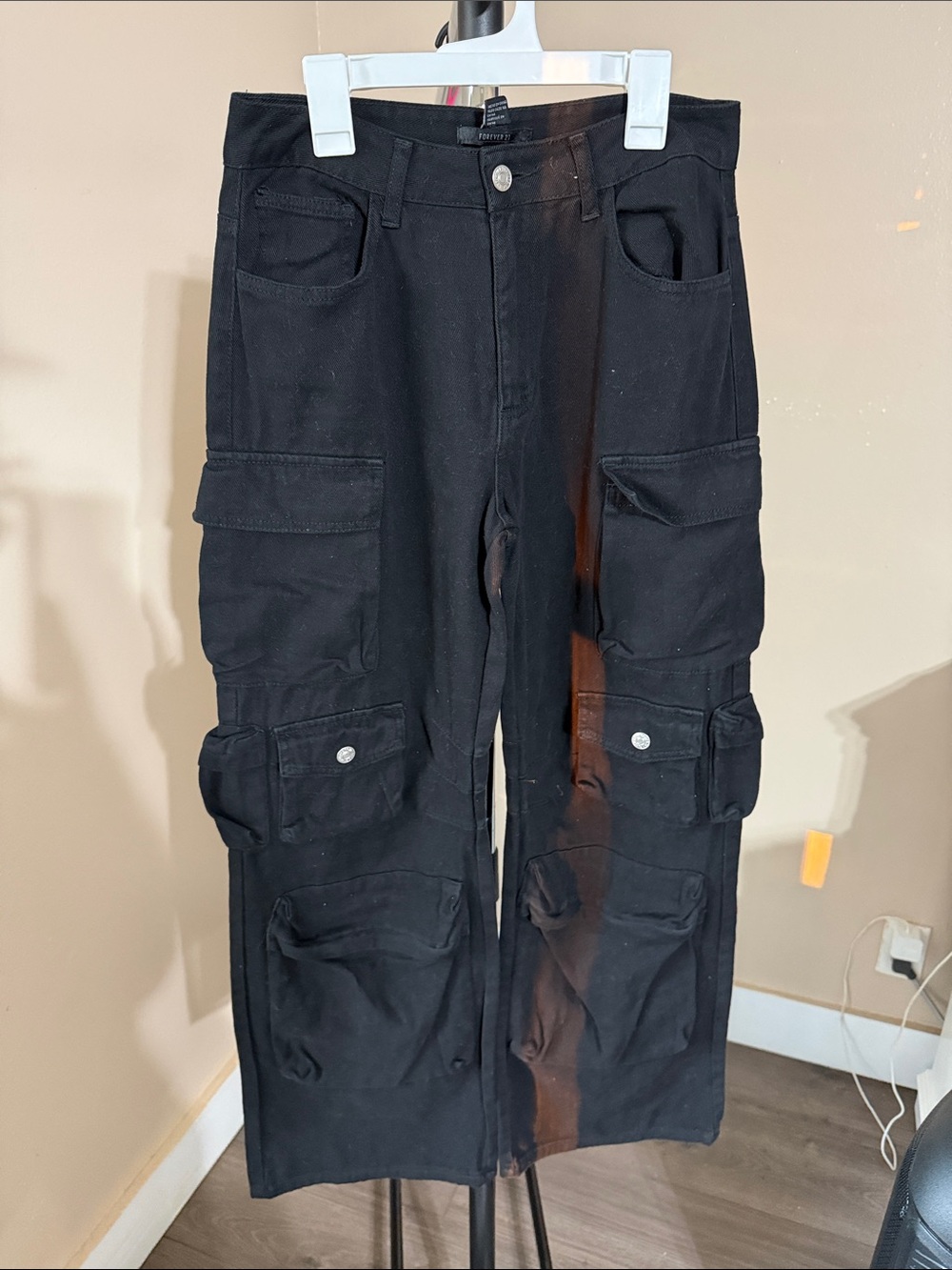 Forever 21 Black Cargo Pants with Multi-Pocket Utility Design